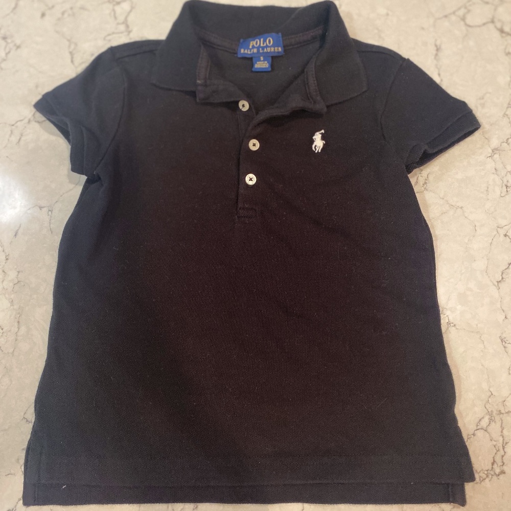 RALPH LAUREN POLO GIRLS PONY POLO T-SHIRT BLACK 5